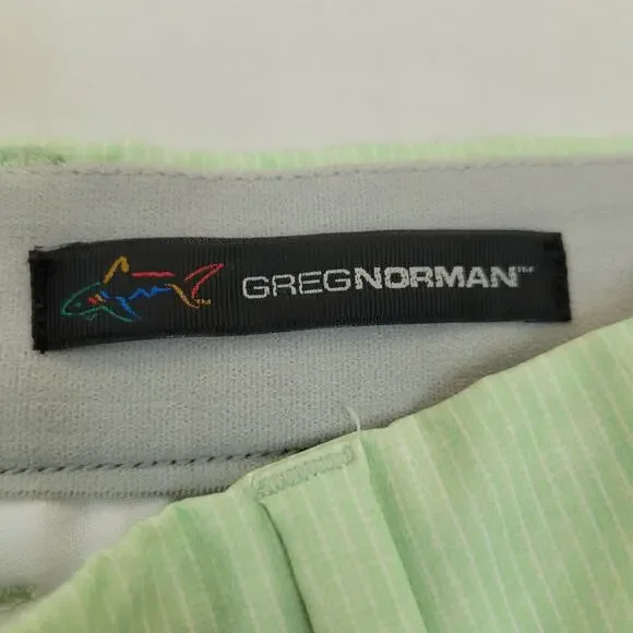 Greg Norman Golf Shorts Light Green Pinstripe Performance Mens Sze 34 Inseam 10" - Picture 2 of 6